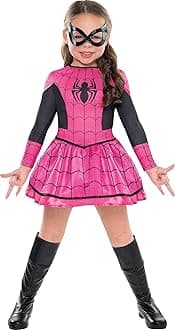 SUIT YOURSELF Pink Spider-Girl Halloween Costume for Girls, 3-4T, Includes Bright Pink and Black Dress With Black Mask