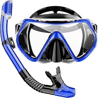 Snorkel Gear for Adults, Dry Snorkel Mask with Panoramic View, Anti-Fog Snorkel Mask for Snorkelling, Swimming, Travel, Diving Kit with