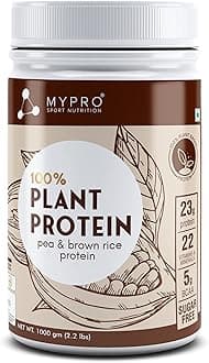 Mypro Sport Nutrition Plant Protein Powder Pea & Brown Rice Protein (23g protein,22 Vitamins & minerals,5g BCAA) Plant Based Vegan Protein Supplement For Men & Women (Chocolate Flavour -1000 Gm)