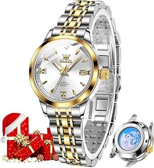 OLEVS Womens Automatic Watch Gold Luxury Diamond Self Winding Ladies Wrist Watches Waterproof Luminous Date