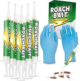 Roach Gel Bait 5 Pack - Fast-Acting Indoor Cockroach Infestation Killer for Indoor Pest Control, Targets German American Oriental Roaches, Includes Gloves and Applicator