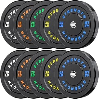 Olympic Bumper Plates Set - Virgin Rubber Weights for Strength Training 260LB-Set