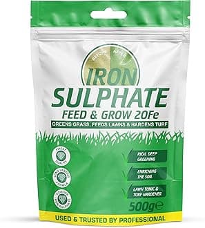 Iron Sulphate Powder Concentrate Pure Lawn Tonic Fertiliser Grass Greener Ferrous Sulphate of Iron Lawn Conditioner and Turf Hardener Dry Powder Soluble in Water by Pure Source Nutrition (500g)