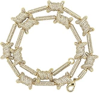 TOPGRILLZ10mm Iced out Barbed Wire Link Chain 6 Times 14K Gold Filled Necklace for Men Hip Hop Rapper Accessory