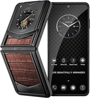 Vertu IRONFLIP Alligator Skin Flip Cell Phone, Unlocked Android 5G Smartphone, Foldable Design, One-Hand Control, 50MP Camera, 12G+512G, Dual SIM, 6.9" 120Hz OLED, 65W Fast Charge (Amber Brown)