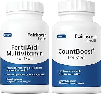 Fairhaven Health FertilAid for Men and Countboost Combo | Prenatal Male Fertility Supplement | Count and Motility Support Pre Conception for Him | Fertility Support Includes L-carnitine, Zinc, Folate