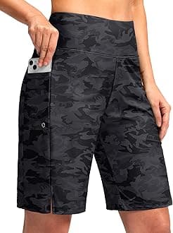 G Gradual Women's 9" Long Swim Board Shorts with Pockets High Waisted Knee Length Beach Swimming Shorts for Women with Liner