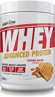 Per4m Protein Whey Powder | 30 Servings of High Protein Shake with Amino Acids | for Optimal Nutrition When Training | Low Sugar Gym Supplements (Caramel Biscuit, 900g)
