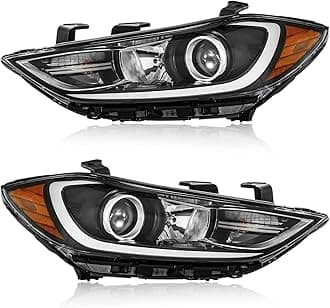 TODO Headlights Assembly Compatible with 2017 2018 Hyundai Elantra,w/o DRL Halogen Headlamps Replacement Driver and Passenger Side, HY2502206, HY2503206 (Not Fit Elantra GT Models)
