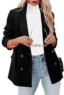 CRAZY GRIDWomens Casual Blazer Jacket Long Sleeve Open Front Work Office Blazer Lapel Button Jacket