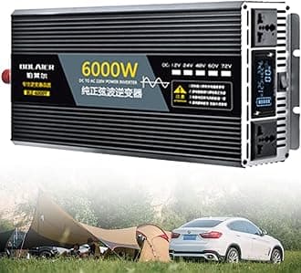2500W 4000W 5000W 6000W 8000W 10000W 12000W Solar Power Inverter Pure Sine Wave Inverter DC 12V 24V 48V 60V 72V to 110V 120V 220V 230V 240V AC Portable Power Bank Voltage Converter Solar Inverter(6000