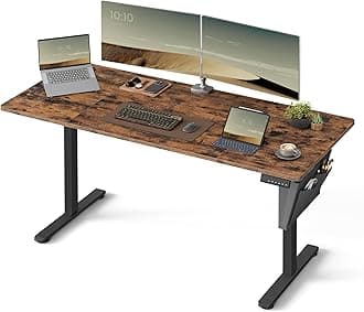 VASAGLE Electric Standing Desk, Height Adjustable Desk, 70 x 160 x (72-120) cm, 4 Memory Heights, Storage Pocket, for Home Office, Study, Rustic Brown and Ink Black LSD136K02