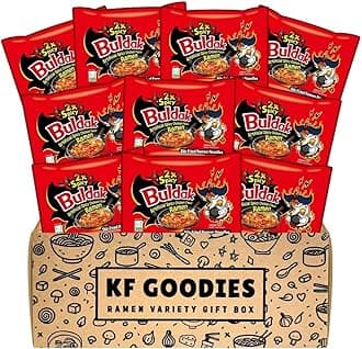 KF GOODIES Korean Ramen Variety Pack Gift Box (10 Count) – Spicy Buldak Noodle Assortment for Birthdays, College Care Packages, Office Snacks, and Gift Baskets