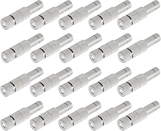 20pcs Brass Mister Nozzles, 6mm Misting Nozzles for Outdoor Cooling System, Landscaping, Air Humidification, Greenhouse Irrigation (with Filter, 0.004"/0.1mm Orifice)