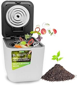 Nutrichef 3L Electric Kitchen Composter - Compost’s Organic Material & Food Scraps | Countertop Automatic Compost Bin | Dry, Crush, & Cooling Functions | Perfect for Kitchens & Apartments | White