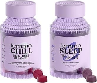 Chill & Sleep Bundle - Stress Relief Gummies with KSM-66 Ashwagandha & Deep Sleep Gummies with Melatonin and Magnesium to Fall Asleep Faster - Gluten-Free and Non-GMO (Variety Pack of 2)