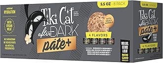 Tiki Cat After Dark Pate+, Variety Pack, with High Moisture Broth for Optimal Hydration, Wet Canned Cat Food, 5.5 oz. Cans (Pack of 8)