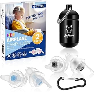 Kids Earplugs (6-12 yrs) – Airplane Ear Plugs for Extra Small Ear Canals, Reusable Noise Sensitivity Ear Protection for Home, School, Playtime & Beyond, BU+BK