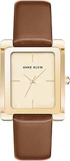 Anne Klein Women's Quartz Metal and Leather Dress Watch, Color:Brown (Model: AK/2706CHHY)