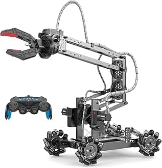 Robot Arm Building Toys, Flexible Remote Control Robotic Arm with 360° Gripper and Wheels, STEM Educational Birthday Gifts Ideas for Kids Adults, 103Pcs Robot Arm Kit (with Gift)