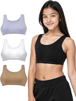 Essentials Sports Bra for Girls, Cotton Non-Padded, Non-Wired Beginner T-Shirt Gym Workout Bra with Regular Strap, Training Bra for Teenagers (Pack of 4) Solid & Printed_Color May Vary