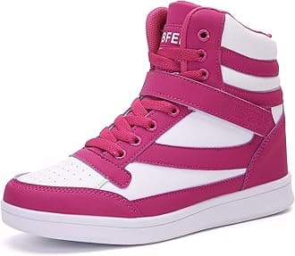 UBFEN Women's Shoes Hidden Wedges 5.5cm Fashion Sneakers Ankle Boots Bootie Platform Heel High Top Casual Sports