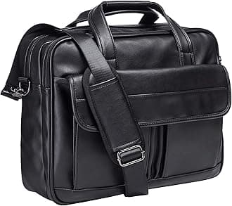 seyfocnia Men's Business Travel Briefcase Leather Handmade Messenger Bags Laptop Bag