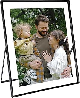Floating Picture Frame (Black, 10"x12") , Suitable for Multiple Photo Sizes (8x10,7x9,6x9), Vertical Adjustable Tabletop/Shelf Photo Frame, Classy Gift Choice for Father's Day, Home or Wedding Decoration