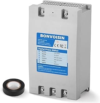 Bonvoisin Single Phase to 3 Phase Converter 20HP(15kW) Digital Phase Shifter, 70A 220V-240V Input/Output, One Converter only for one Motor.