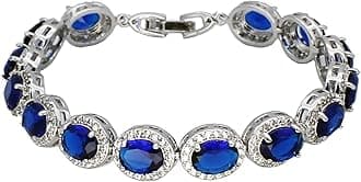 Hermosa Oval Ladies Tennis Bracelet Sapphire Ruby Emerald White Topaz Silver 7 inch