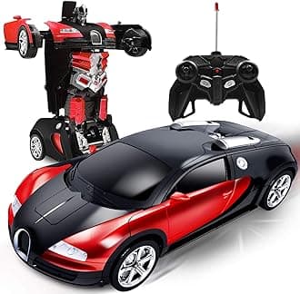 Remote Control Transform Car Robot Toy with Lights Deformation RC Car 2.4Ghz 1:18 Rechargeable 360°Rotating Stunt Race Car Toys for Kids Boy Girl Age 8 9 10 11 Year Old Holiday Toy Birthday Gifts