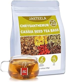 Chrysanthemum Cassia Seed Tea Bags - 5g x 25 Count - Chrysanthemum Blend Herbal Tea with Goji Berry, Burdock Root, Honeysuckle, Osmanthus - Support Overall Health