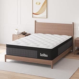 Queen Mattress, 10 Inch Hybrid Mattresses with Gel Memory Foam and Individually Pocket Innerspring Euro Top Mattress Medium Firm for Motion Isolation, 100 Night Trial, White & Black