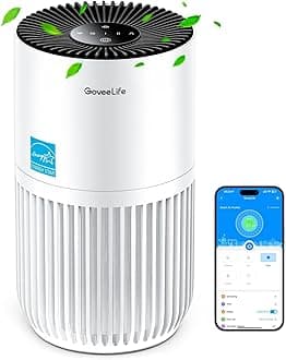 Mini Air Purifier for Bedroom, Smart Filter Air Purifier with App Alexa Control for Pet Hair, Odors, Pollen, HEPA Portable Air Cleaner with 3 Speeds, 2 Modes, Timer, Aroma for Home