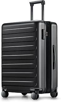 NINETYGO Medium Checked Luggage 24 Inch, Checking In Luggage with Smooth Spinner Wheels, Expandable, Hard Shell PC Suitcase, Lightweight Travel Luggage, TSA Approved (Black, Rhine Max)