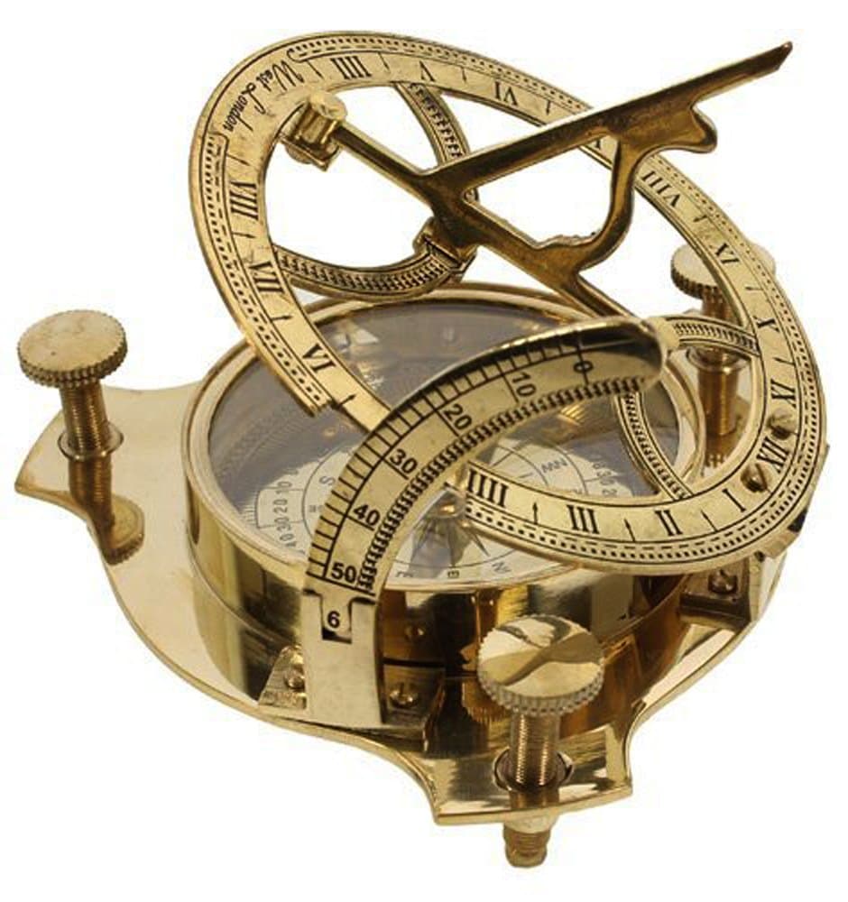 PARIJAT HANDICRAFT 4" Sundial Compass - Solid Brass Sun Dial Beautiful Nautical Sundial Compass