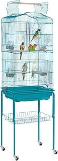 Yaheetech 64'' H Open Top Metal Bird Cage Medium Small Parrot Parakeet Bird Cage w/Detachable Rolling Stand for Lovebirds Finches Canaries Parakeets Cockatiels