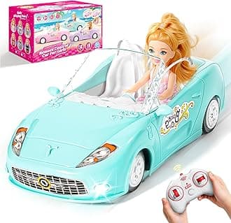 Blue Remote Control Car for Girls, 1:18 Scale RC Cars with LED Light, 2.4 GHZ Blue Truck Toy with 100 Min Long-Lasting Rechargeable Batteries, Gifts for Boys Girls Aged 4-7
