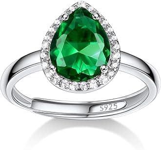 925 Sterling Silver Birthstone Rings for Women Girls with Clear 2ct Heart/Round/Teardrop/Square Crystal, Solitaire Diamond Open Bands Cubic Zirconia Rings Adjustable Size6-12