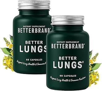 Betterbrand BetterLungs Lung Support Supplement with NAC, Mullein Leaf for Smokers, Respiratory Health Formula with Elderberry, Vitamin D, Ginseng, Reishi Mushroom - 60 Capsules - Pack of 2