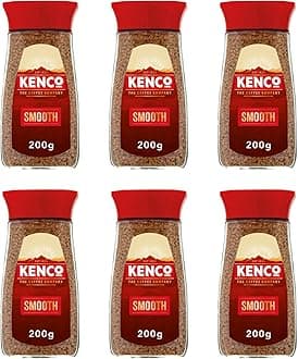 Kenco Smooth Instant Coffee 200g (Pack of 6 Jars, Total 1.2kg)