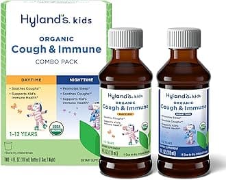 Hyland's Kids Organic Cough and Immune Day and Night Combo Pack, Eases Coughs, Supports Immunity, Promotes Sleep, Two 4 Fl Oz. Bottles (8 fl oz)