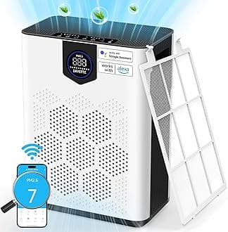 H14 Air Purifiers for Home Large Room Up to 3000 Ft², Smart Wifi with Washable Filters, Air Quality Monitor, 4 Fan & 22 dB Sleep Mode for Bedroom Living RoomRecycled Claim Standard 100