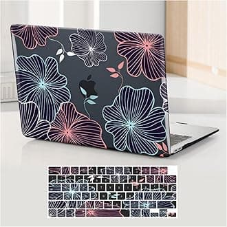 Compatible with MacBook Air 15 inch Case 2023 2024 2025 M4 A3241 M3 A3114 M2 A2941, Plastic Print Laptop Hard Shell Cases & Keyboard Cover for Mac Air 15 Laptop Pattern, Flowers Dahlia