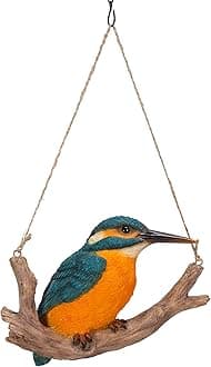 Vivid Arts Hanging Kingfisher on Branch - Hanging Garden Ornament (HGF-016)