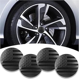 4PCS American Flag Car Wheel Center Caps Sticker,Wheel Hub Caps Sticker Compatible with 56mm/2.2 Inch Wheel Hub Caps,Automotive Exterior Accessories Center Caps for Rims Car Decorations (Black Flag)