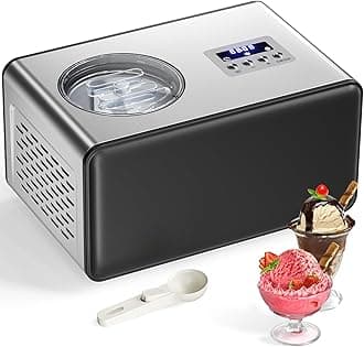 2L Ice Cream Maker with Compressor, No Pre-freezing Ice Cream Machine, 3 in 1, Button Control Panel & Timer, Homemade Ice Cream/Gelato/Sorbet/Frozen Yoghurt