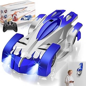Wall Climbing Remote Control Car, 360° Rotating Dual Mode RC Stunt Car, Toys for 3 Year and up Old Boy, Rechargeable Toy Car with Headlight, Christmas Birthday Gifts-Blue