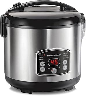 Hamilton Beach (37548) Rice Cooker, 7 Cups uncooked Resulting in 14 Cups Cooked with Steam & Rinse Basket