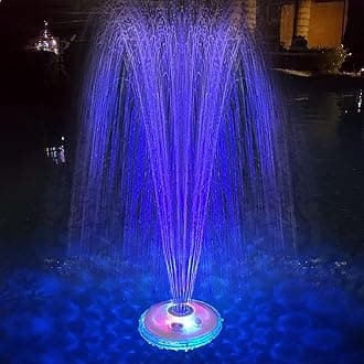 Floating Pool Fountain with Underwater Light Show, Rechargeable Battery Powered Pool Fountain, 2 Spray Modes Pool Waterfall Fountain, Waterproof Pool Sprinkler Fountain for Inground Above Ground Pools
